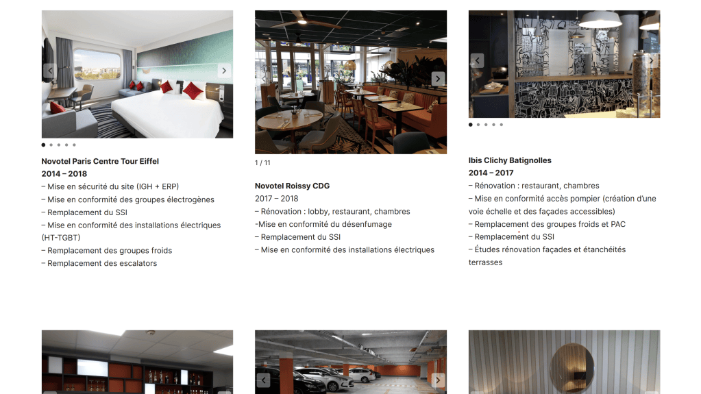 Page Projets réalisés du site vitrine AMO Conseils